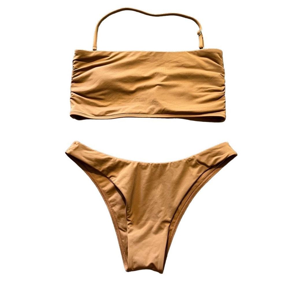 Monday Swimwear Camel Two Piece Bralette Bikini Set Size M/L